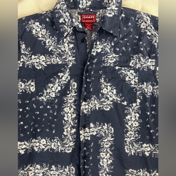 Chaps Men's Vintage 90’s Navy Western Button Down Shirt Size L - Picture 6 of 8